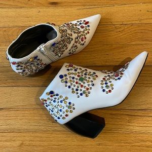 Jeffrey Campbell Arliss Multi Color Jeweled White Boot